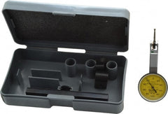 TESA Brown & Sharpe - 0.2 mm Range, 0.002 mm Dial Graduation, Horizontal Dial Test Indicator - 28 mm Yellow Dial, 0-100-0 Dial Reading, 0.002 mm - Exact Tooling