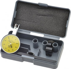 TESA Brown & Sharpe - 0.2 mm Range, 0.002 mm Dial Graduation, Horizontal Dial Test Indicator - 38 mm Yellow Dial, 0-100-0 Dial Reading, 0.002 mm - Exact Tooling