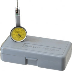 TESA Brown & Sharpe - 0.8 mm Range, 0.01 mm Dial Graduation, Horizontal Dial Test Indicator - 28 mm White Dial, 0-0.4-0 Dial Reading, 0.01 mm - Exact Tooling
