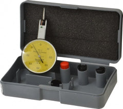 TESA Brown & Sharpe - 0.8 mm Range, 0.01 mm Dial Graduation, Horizontal Dial Test Indicator - 38 mm White Dial, 0-0.4-0 Dial Reading, 0.01 mm - Exact Tooling