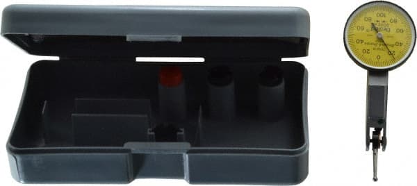 TESA Brown & Sharpe - 0.2 mm Range, 0.002 mm Dial Graduation, Horizontal Dial Test Indicator - 28 mm White Dial, 0-100-0 Dial Reading, 0.002 mm - Exact Tooling
