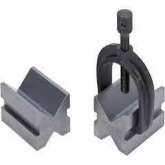 TESA Brown & Sharpe - 1-1/2" Max Capacity, 90° Angle, Mild Steel V-Block - 2" Long x 1-1/2" Wide x 1-1/2" High, Sold as 2 Block Set - Exact Tooling