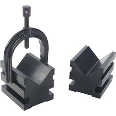 TESA Brown & Sharpe - 12.7 to 2-1/2" Capacity, 90° Angle, Mild Steel V-Block - 3" Long x 2-1/2" Wide x 2-1/2" High, Sold as 2 Block Set - Exact Tooling