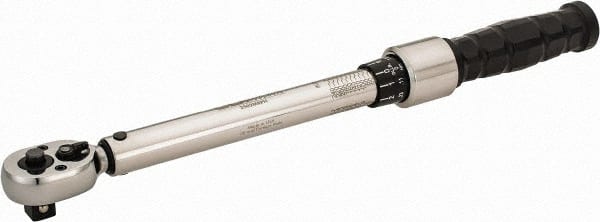 CDI - 3/8" Drive Micrometer Type Ratchet Head Torque Wrench - 30 In/Lb to 250 In/Lb Torque, 11" OAL - Exact Tooling