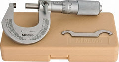 Mitutoyo - 0 to 1" Range, 0.0001" Graduation, Mechanical Outside Micrometer - Friction Thimble, Accurate to 0.0001" - Exact Tooling