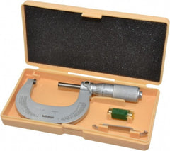 Mitutoyo - 1 to 2" Range, 0.0001" Graduation, Mechanical Outside Micrometer - Friction Thimble, Accurate to 0.0001" - Exact Tooling