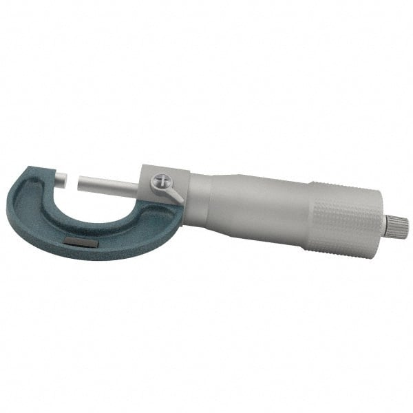 Mitutoyo - 0 to 25mm Range, 0.01mm Graduation, Mechanical Outside Micrometer - Ratchet Stop Thimble, Accurate to 0.0001" - Exact Tooling