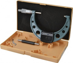 Mitutoyo - 100 to 125mm Range, 0.01mm Graduation, Mechanical Outside Micrometer - Ratchet Stop Thimble, Accurate to 0.0001" - Exact Tooling