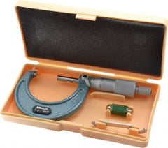 Mitutoyo - 1 to 2" Range, 0.001" Graduation, Mechanical Outside Micrometer - Ratchet Stop Thimble, Accurate to 0.0001" - Exact Tooling