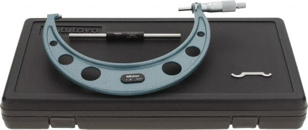 Mitutoyo - 7 to 8" Range, 0.001" Graduation, Mechanical Outside Micrometer - Ratchet Stop Thimble, Accurate to 0.0002" - Exact Tooling