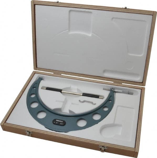 Mitutoyo - 9 to 10" Range, 0.001" Graduation, Mechanical Outside Micrometer - Ratchet Stop Thimble, Accurate to 0.00025" - Exact Tooling