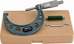 Mitutoyo - 2 to 3" Range, 0.0001" Graduation, Mechanical Outside Micrometer - Ratchet Stop Thimble, Accurate to 0.0001" - Exact Tooling