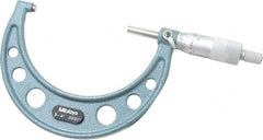 Mitutoyo - 3 to 4" Range, 0.0001" Graduation, Mechanical Outside Micrometer - Ratchet Stop Thimble, Accurate to 0.00015" - Exact Tooling