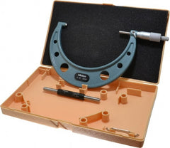 Mitutoyo - 5 to 6" Range, 0.0001" Graduation, Mechanical Outside Micrometer - Ratchet Stop Thimble, Accurate to 0.00015" - Exact Tooling