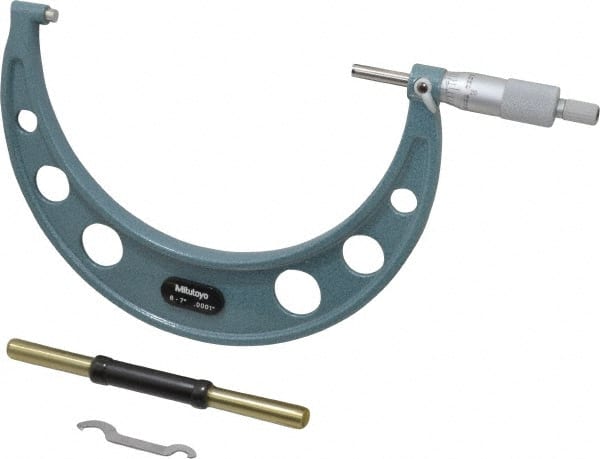 Mitutoyo - 6 to 7" Range, 0.0001" Graduation, Mechanical Outside Micrometer - Ratchet Stop Thimble, Accurate to 0.0002" - Exact Tooling