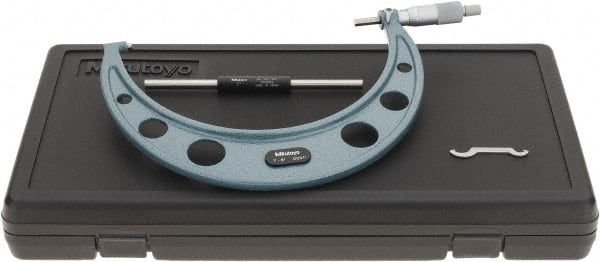Mitutoyo - 7 to 8" Range, 0.0001" Graduation, Mechanical Outside Micrometer - Ratchet Stop Thimble, Accurate to 0.0002" - Exact Tooling