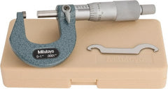 Mitutoyo - 0 to 1" Range, 0.0001" Graduation, Mechanical Outside Micrometer - Ratchet Stop Thimble, Accurate to 0.0001" - Exact Tooling
