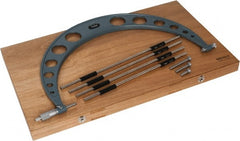 Mitutoyo - 4 Anvil, Mechanical, 16 to 20 Inch Range, Digital Counter Carbide Face Interchangeable Anvil Micrometer - Ratchet Stop Thimble, 0.00016 + 0.00004 (L/3) Inch Accuracy, 0.001 Inch Graduation, Includes Wooden Case - Exact Tooling