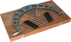 Mitutoyo - 6 Anvil, Mechanical, 12 to 18 Inch Range, Digital Counter Carbide Face Interchangeable Anvil Micrometer - Ratchet Stop Thimble, 0.00016 + 0.00004 (L/3) Inch Accuracy, 0.001 Inch Graduation, Includes Wooden Case - Exact Tooling