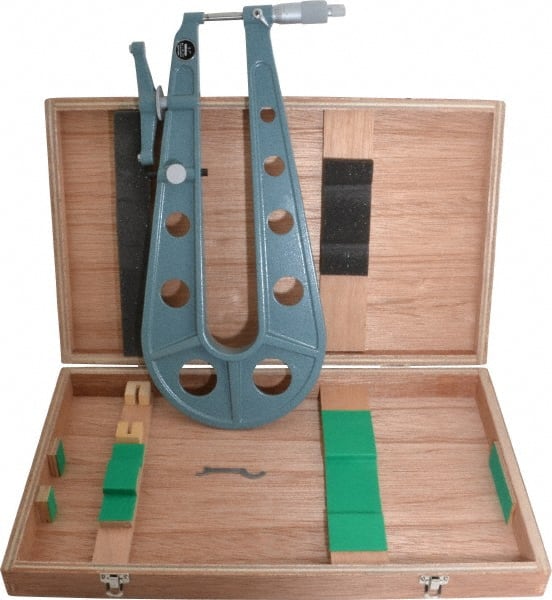 Mitutoyo - 0 to 1" Range, 0.001" Graduation, Mechanical Outside Micrometer - Ratchet Stop Thimble, 13" Throat Depth, Accurate to 0.0002" - Exact Tooling