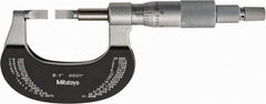 Mitutoyo - 0" to 1" Mechanical Satin Chrome Coated with Thermal Shield Blade Micrometer - 0.0002" Accuracy, 0.0001" Graduation, 0.75mm Blade Thickness, Ratchet Stop Thimble - Exact Tooling