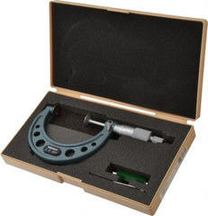 Mitutoyo - 2 to 3 Inch, 0.001 Inch Graduation, Ratchet Stop Thimble, Mechanical Disc Micrometer - 0.0003 Inch Accuracy, 20mm Disc, 6.35mm Spindle - Exact Tooling