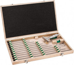 Mitutoyo - 0 to 12" Range, 12 Rod, Satin Chrome Finish Mechanical Depth Micrometer - Ratchet Stop Thimble, 2-1/2" Base Length, 0.01mm Graduation, 4mm Rod Diam - Exact Tooling