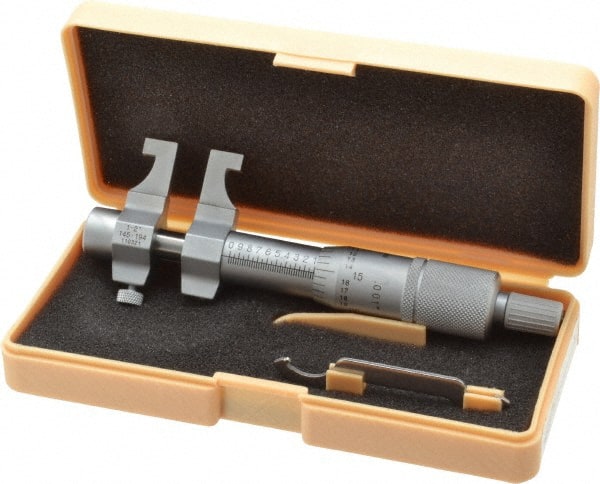 Mitutoyo - 1 to 2 Inch Range, Carbide Satin Chrome Coated, Mechanical Inside Caliper Micrometer - 0.001 Inch Graduation, 0.0003 Inch Accuracy - Exact Tooling