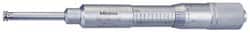 Mitutoyo - 2.05 to 3.05 Inch Inside Measurement, 2 to 3 Inch Outside Measurement, Mechanical Groove Micrometer - 0.001 Inch Graduation, 0.0004 Inch Accuracy, 0.5 Inch Measuring Disc Diameter - Exact Tooling