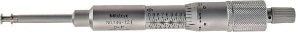Mitutoyo - 0.06 to 1.05 Inch Inside Measurement, 0 to 1 Inch Outside Measurement, Mechanical Groove Micrometer - 0.001 Inch Graduation, 0.0004 Inch Accuracy, 0.25 Inch Measuring Disc Diameter - Exact Tooling