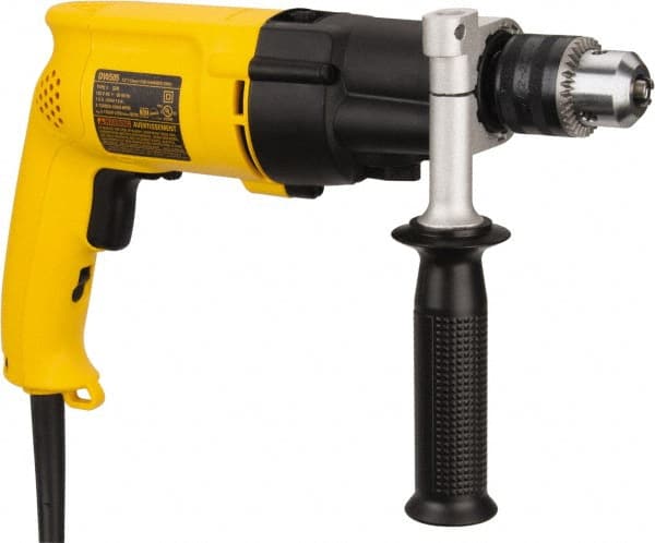 DeWALT - 120 Volt 1/2" Keyed Chuck Electric Hammer Drill - 0 to 19,000 & 0 to 46,000 BPM, 0 to 1,100 & 0 to 2,700 RPM, Reversible - Exact Tooling