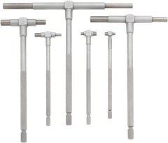 Mitutoyo - 6 Piece, 5/16 to 6 Inch, Satin Chrome Finish, Telescoping Gage Set - Includes Fitted Pouch - Exact Tooling