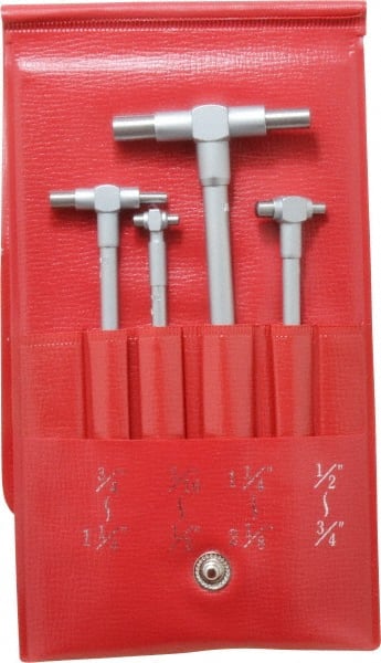Mitutoyo - 4 Piece, 5/16 to 2-1/8 Inch, Telescoping Gage Set - Includes Fitted Pouch - Exact Tooling