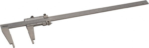 Mitutoyo - 0 to 24" Stainless Steel Vernier Caliper - 0.0010" Graduation, 100mm Jaw Depth, 0.002" Accuracy - Exact Tooling