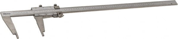 Mitutoyo - 0 to 24" Stainless Steel Vernier Caliper - 0.02mm Graduation, 100mm Jaw Depth, 0.002" Accuracy - Exact Tooling