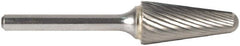 M.A. Ford - 1/2" Cut Diam, 6mm Shank Diam, Taper Head Single Cut Burr - Carbide, Radius End, 30mm LOC, 182mm OAL - Exact Tooling