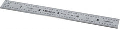 Mitutoyo - 6" Long, 1/100, 1/64, 1/50, 1/32" Graduation, Rigid Stainless Steel Rule - 16R Graduation Style, 3/4" Wide, Silver, Satin Chrome Finish - Exact Tooling