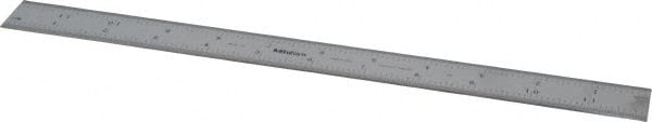 Mitutoyo - 12" Long, 1/100, 1/64, 1/50, 1/32" Graduation, Rigid Stainless Steel Rule - 16R Graduation Style, 1" Wide, Silver, Satin Chrome Finish - Exact Tooling