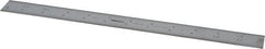 Mitutoyo - 12" Long, 1/100, 1/64, 1/50, 1/32" Graduation, Rigid Stainless Steel Rule - 16R Graduation Style, 1" Wide, Silver, Satin Chrome Finish - Exact Tooling