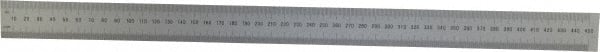 Mitutoyo - 18" Long, 1/64, 1/32" and 0.5, 1mm Graduation, Rigid Stainless Steel Rule - English/Metric Graduation Style, 1-3/16" Wide, Silver, Satin Chrome Finish - Exact Tooling