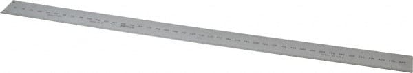 Mitutoyo - 450mm Long, 1/64, 1/32" and 0.5, 1mm Graduation, Rigid Stainless Steel Rule - Metric Graduation Style, 1-3/16" Wide, Silver, Satin Chrome Finish - Exact Tooling