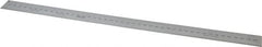 Mitutoyo - 450mm Long, 1/64, 1/32" and 0.5, 1mm Graduation, Rigid Stainless Steel Rule - Metric Graduation Style, 1-3/16" Wide, Silver, Satin Chrome Finish - Exact Tooling