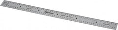Mitutoyo - 6" Long, 1/100, 1/10" and 0.5, 1mm Graduation, Flexible Stainless Steel Rule - Decimal/Metric Graduation Style, 1/2" Wide, Silver, Satin Chrome Finish - Exact Tooling