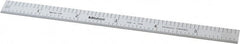 Mitutoyo - 6" Long, 1/50, 1/10" and 0.5, 1mm Graduation, Flexible Stainless Steel Rule - Decimal/Metric Graduation Style, 1/2" Wide, Silver, Satin Chrome Finish - Exact Tooling