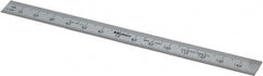 Mitutoyo - 150mm Long, 0.5, 1mm Graduation, Flexible Stainless Steel Rule - Metric Graduation Style, 1/2" Wide, Silver, Satin Chrome Finish - Exact Tooling