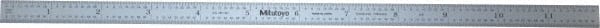 Mitutoyo - 12" Long, 1/64, 1/32, 1/16, 1/8" Graduation, Flexible Stainless Steel Rule - 4R Graduation Style, 1/2" Wide, Silver, Satin Chrome Finish - Exact Tooling
