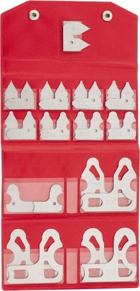 Mitutoyo - 26 Piece, 0.01 to 1/2 Inch Radius, Stainless Steel Radius Gage Set - Satin Chrome Coated - Exact Tooling