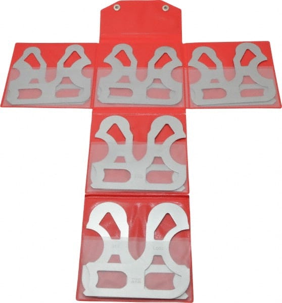 Mitutoyo - 10 Piece, 0.55 to 1 Inch Radius, Stainless Steel Radius Gage Set - Satin Chrome Coated - Exact Tooling