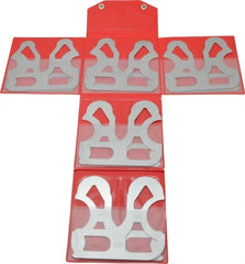 Mitutoyo - 10 Piece, 0.55 to 1 Inch Radius, Stainless Steel Radius Gage Set - Satin Chrome Coated - Exact Tooling