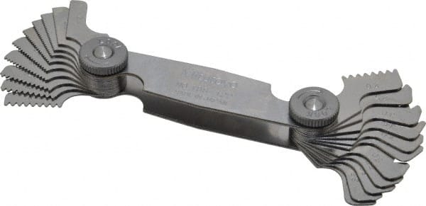 Mitutoyo - 21 Leaf, 0.4 to 7mm Pitch Range, Screw Pitch Gage - 60° Thread Angle - Exact Tooling